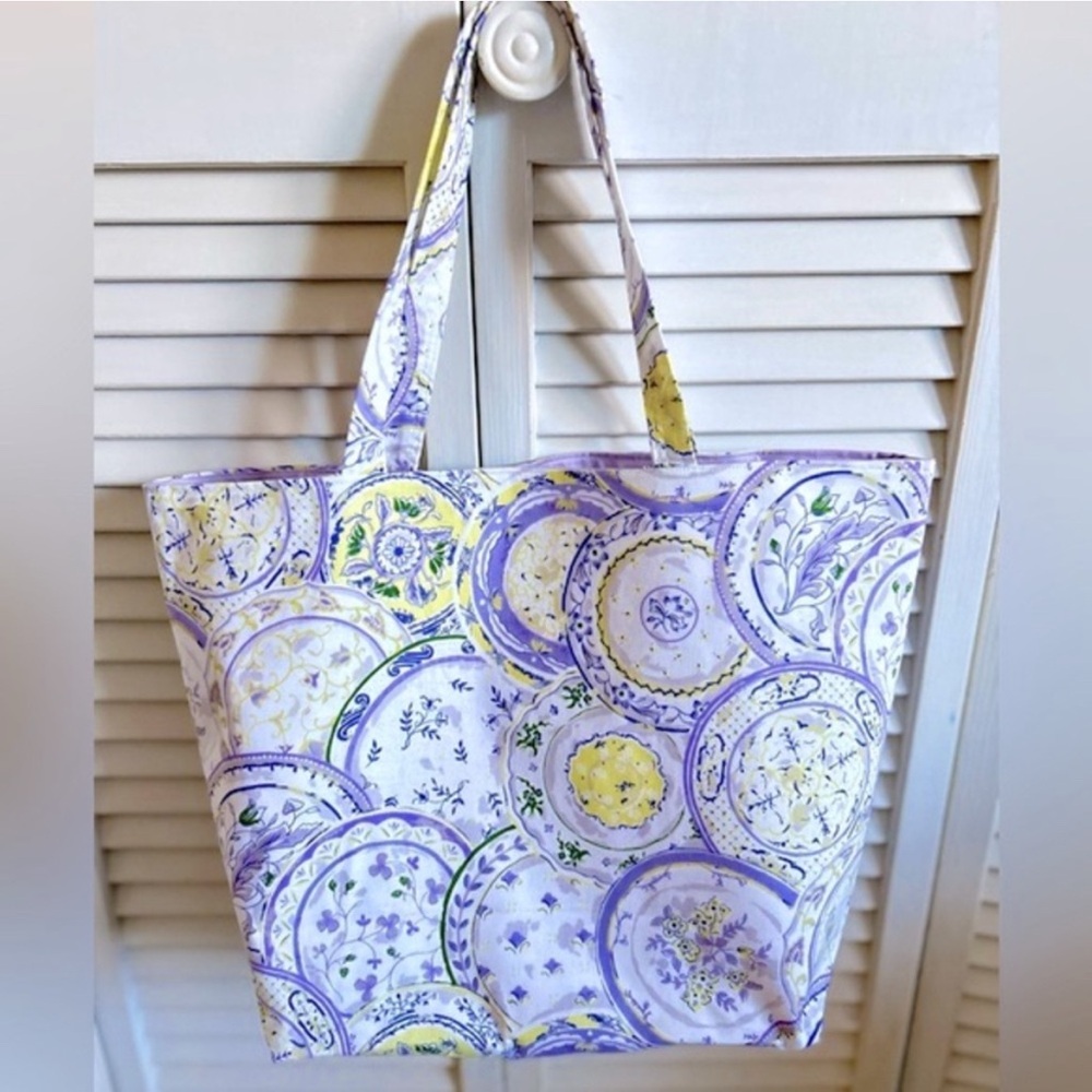 Hand Crafted Purple Mandala Floral Tote Fabric All Purpose Carry Shoulder Purse - Picture 1 of 7
